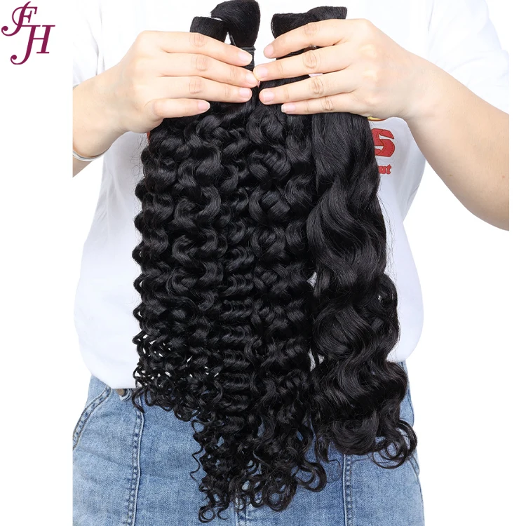 FH 100% Virgin Braids Hair Afro Kinky Deep Curly Wave Bulk Hair Extension no Weft Afro Kinky Bulk Human Hair for Braiding
