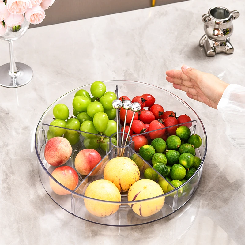 Hot Selling Large Capacity Double-Layer Sealed Fresh-Keeping Box Plastic Storage Household Rotating Grid Dried Fruit Box