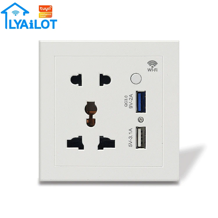 Factory direct 86 type tuya smart QC3.0 fast charge hotel office home WIFI control five hole wifi socket with USB