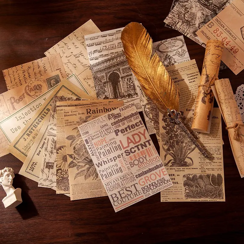 20 Pcs Retro Dual-material Material Memo Pads Cute Journal Scrapbook Decoration Background Paper DIY Collage Stationery Supplies