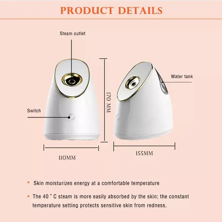 Nano Ionic Facial Steamer with Precise Temp Control 30 Min Steam Time Humidifier Unclogs Pores Blackheads Spa Quality