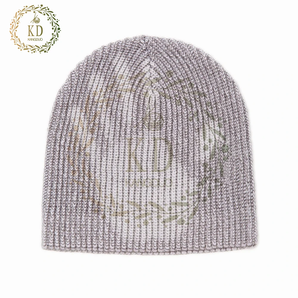 KD Knitwear Manufacturer Jacquard Logo Pattern Color Changing Beanie Knit Thermo Sensitive Yarn Heat Reactive Beanie