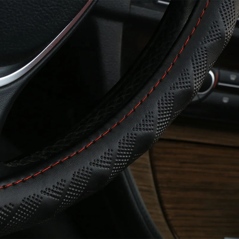 Durable and high-quality universal car accessories brown fashionable leather steering wheel cover
