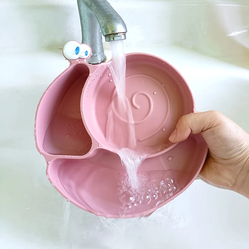 BPA Free Kids Dinging Plato Toddler Food Dinner Suction Plate Stick on Table Strong Suction Bottom Dish