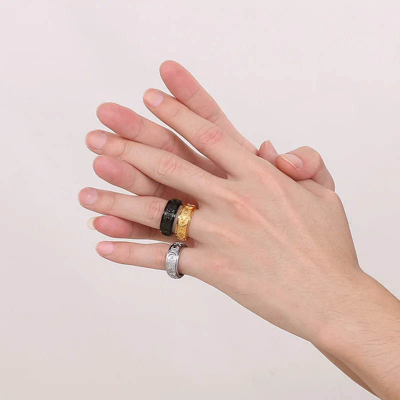 Hot Sale Fashion Men Women Rings Stainless Steel Rotatable Spinning Ring Star Sun Moon Bohemian Rings