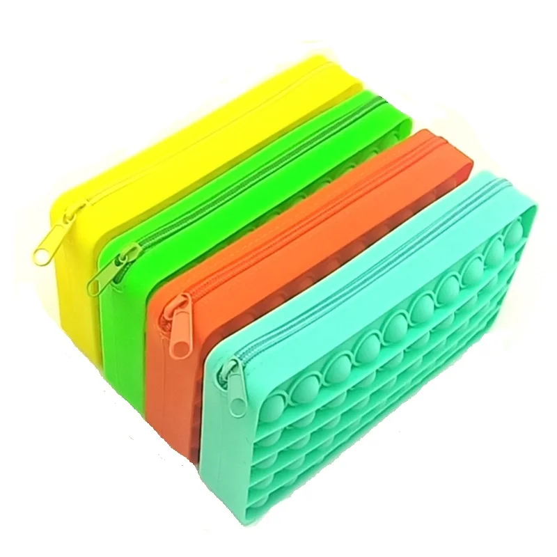  New Pressure Relief Pen Storage Bag Push Bubble Pencil Bags School Supplies Rainbow Silicone Simple Cute Case for