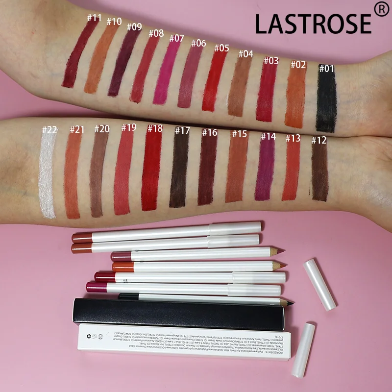 Waterproof White Lip Liners Brown Vegan Pencils Private Label Cream Nude Lip Liner With 22 Colors for Stock