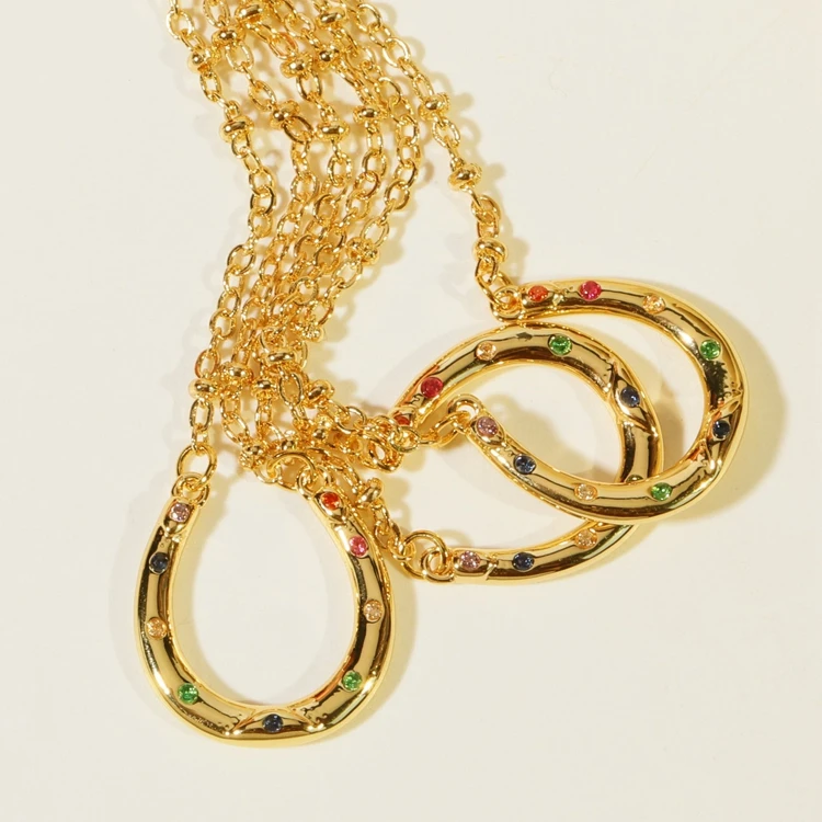 Wholesale Fashion Pour Femmes Stainless Steel Chain Rainbow Horse Shoe Horseshoe U Shaped Fine Necklace for Women Jewelry Gift
