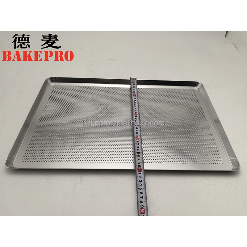 Bakepro Rimless Aluminum Metal Fully Perforated Baking  biscuit Sheet Pan Flat Cookies Baking Sheet Oven black aluminum tray