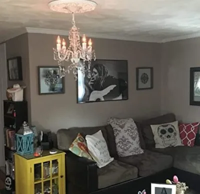 The Original Gypsy Color 4 Light Crystal White Hardwire Flush Mount Chandelier H17.5xW15, White Metal Frame with Clear Glass