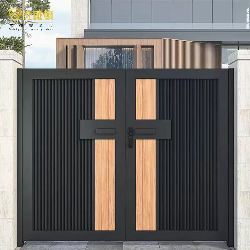 Modern simple design Luxury metal entrance door Anti-theft gate Aluminum safety door For mansions  villas  families