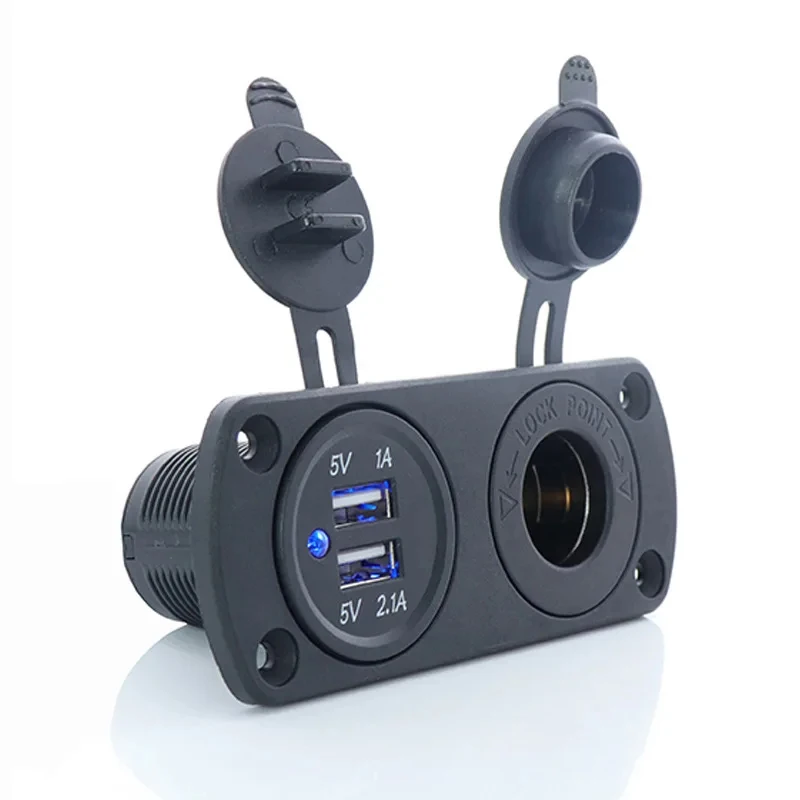 2-в-1 двойной USB автомобильный прикуриватель панель 12 В зарядное устройство адаптер питания розетка морской