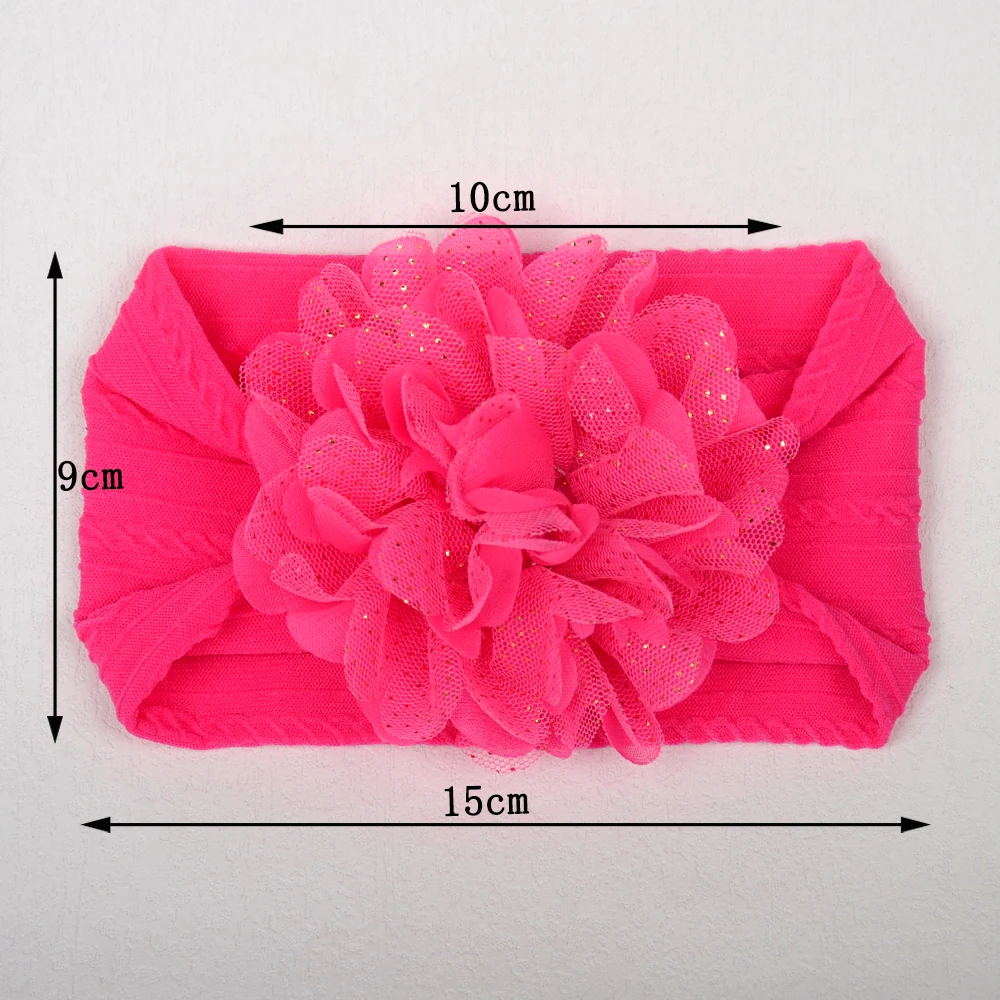 China factory wholesale Baby Nylon Headband Flower Top Knot Hairbands Soft Newborn Fabric Hair Bands