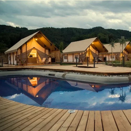 Factory Price   Clamping Safari Tents For Outdoor Hotel Resort