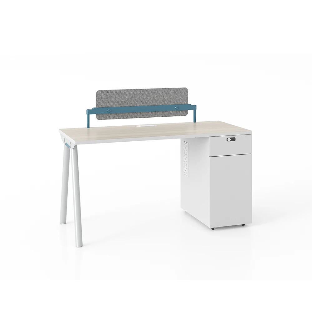 2 Person Aluminum L Shape Modern Cubicle Partition Desk Wood Table Space Saver Office Furniture Home Office Desk and Workstation