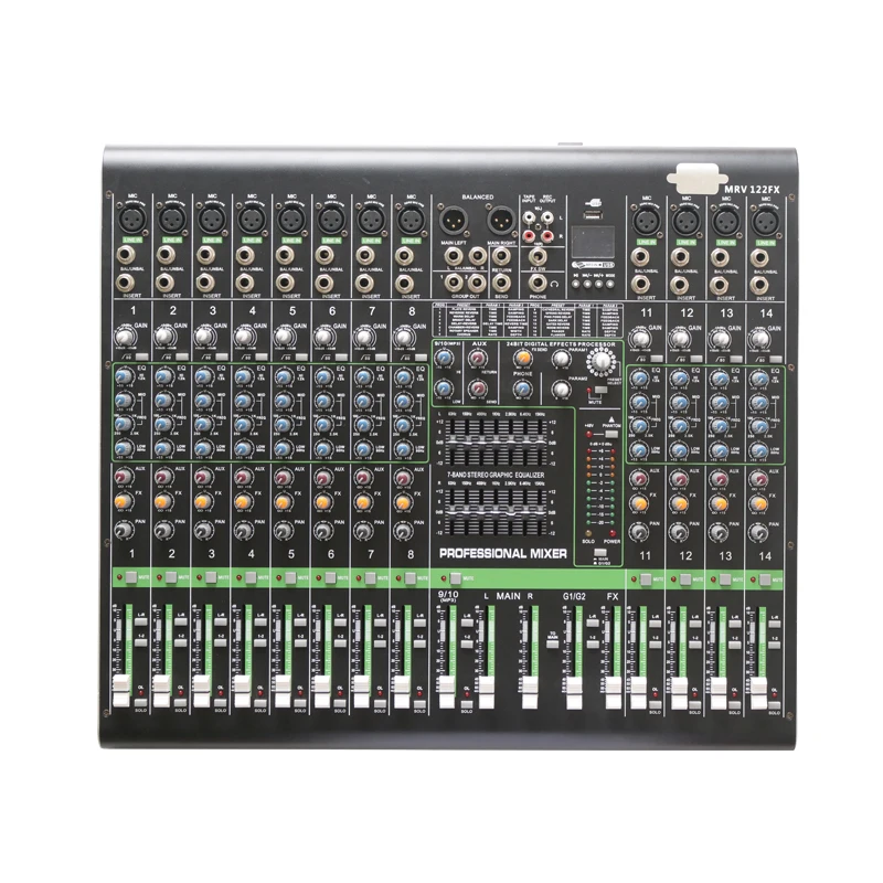 Professional 12-Channel Audio Dj Mixer With Blueteeth Sound Mixer Audio Karaoke Phantom Power 48V Usb Jack