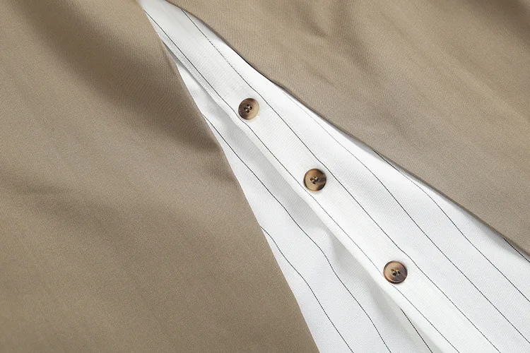 rock and street style stylish loose two piece jacket khaki Splicing cuff and hem causal women suit jacket irregular