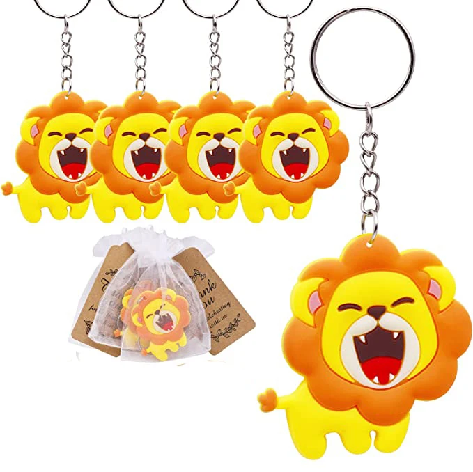 Custom Cute Backpack Pendant Kids Jungle Safari Wild Theme Birthday Party Supplies Gift Yellow Lion Keychain