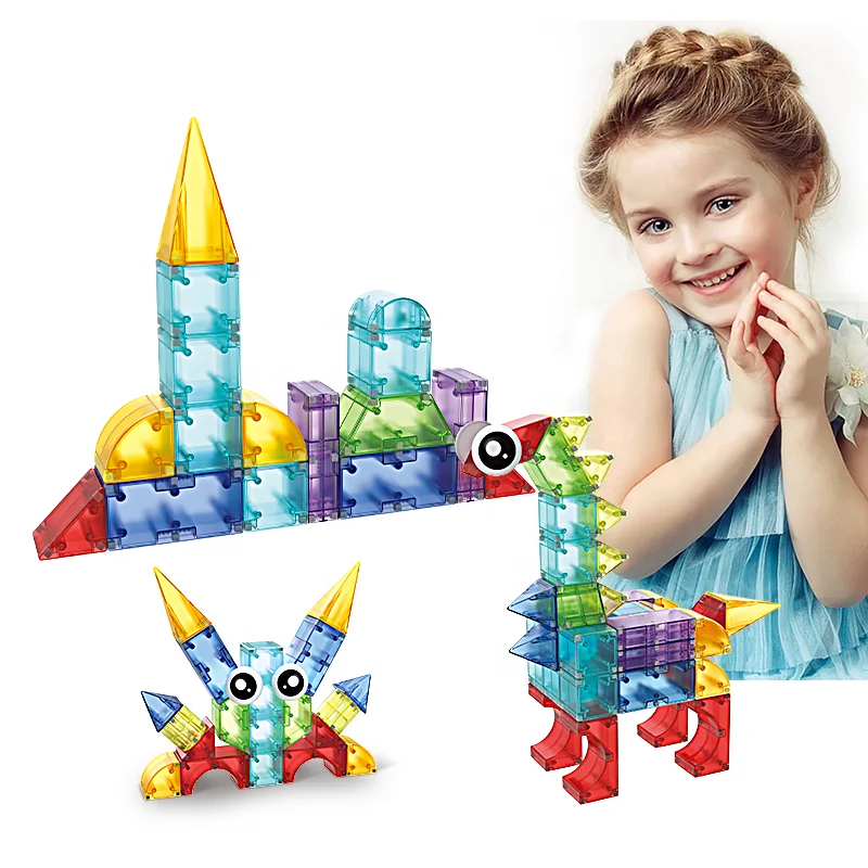 Новые продукты 2024 гладкие прозрачные цветные магнитные игрушки пластиковые строительные головоломки блоки для детей