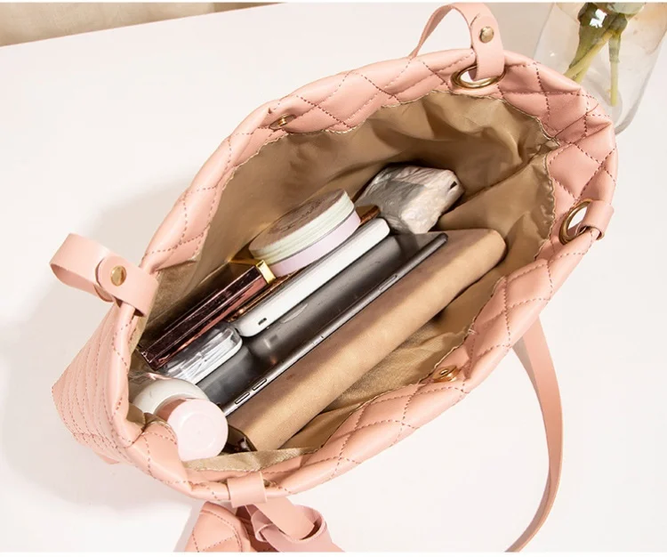 Wholesale Female Bag Korean Version Embroidered Rhomboid Single Shoulder Bag New Large Capacity womens leather tote bag