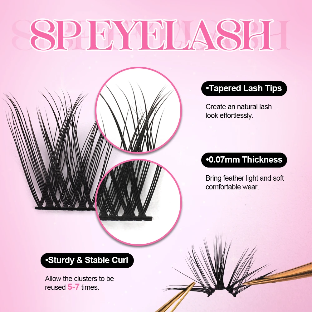 SP EYELASH Wholesale Pre Cut DIY Lash Clusters Korean Pbt Segment Soft Matte Volume 0.07MM C D Curl Natural Look Cluster Lashes