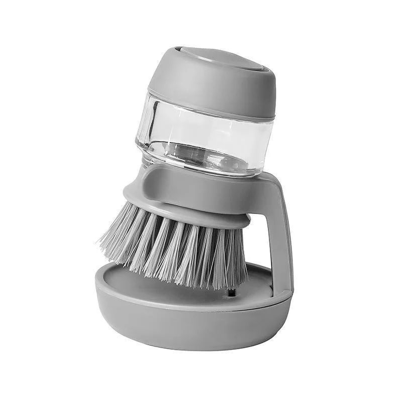 Kitchen Brush Utensils Cleaner Press Type Non-stick Oil Automatic Hydraulic Dish Washing Decontamination Brush Pot Artifact