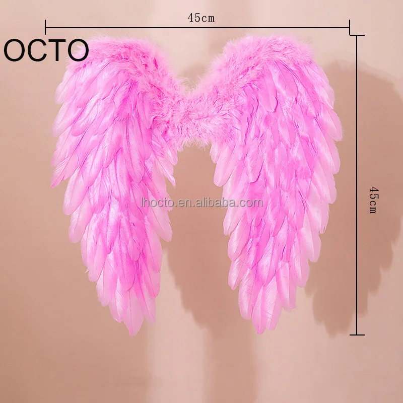 45*45CM White Black Red Pink Feather Angel Wings For 100-140cm Height Kids Children