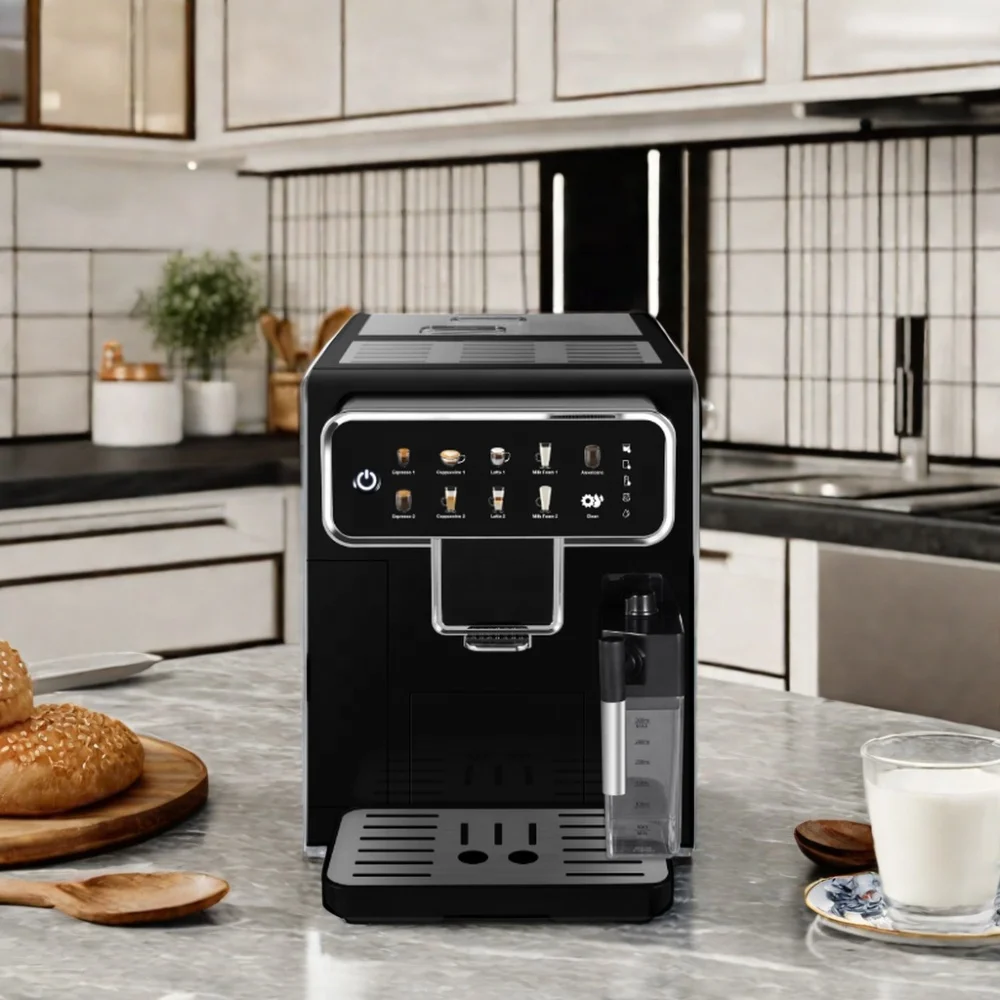 Electric Milk Frother Self cleaning One touch bean to cup Cappuccino Latte Home Office use Automatic Coffee Machine