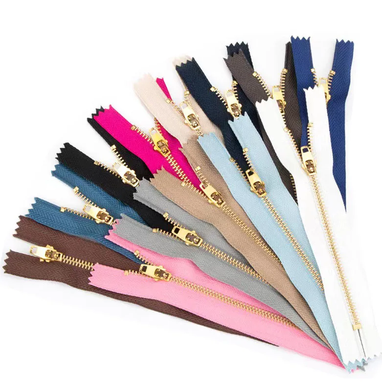 Zipper Factory Custom Length Closed End Auto-locked Slider Brass Pants #3 Metal Zipper For Jeans