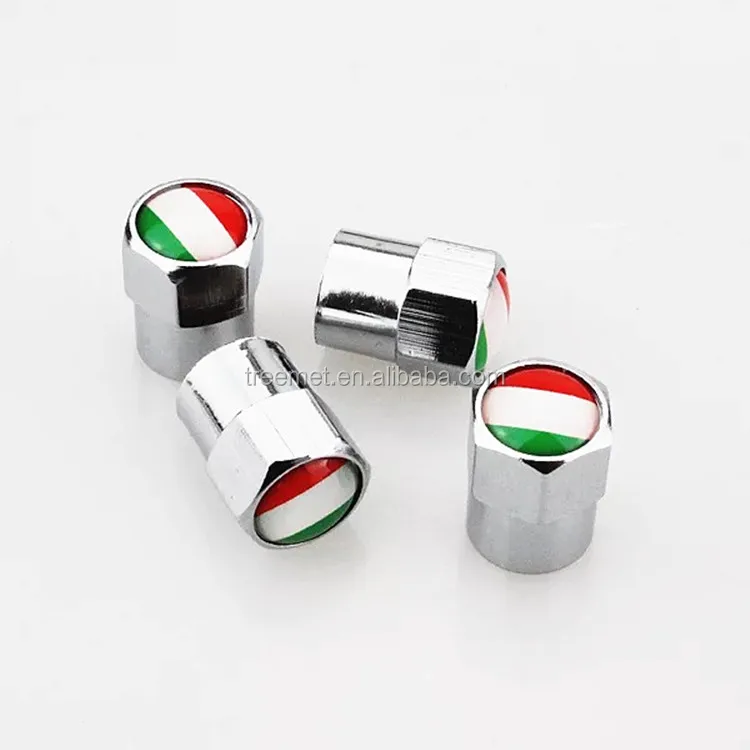 
4Pcs Silver Metal Car Wheel Tire Air Valve Caps Stem Cover with Color Brand Logo 