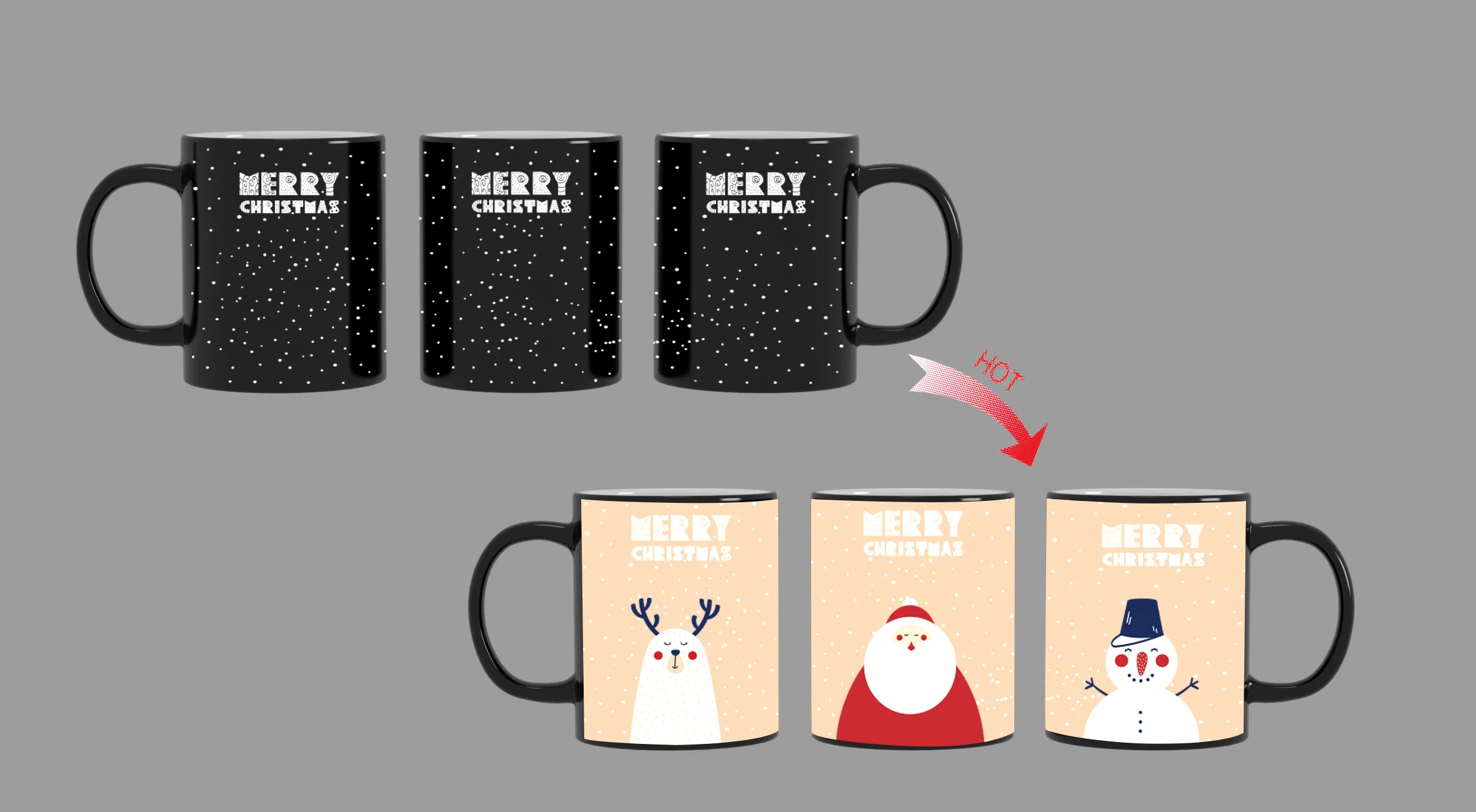 Drink Style Custom Marry Reusable Color Changing Market Sublimation Cup Coffee Ceramic Christmas Mug