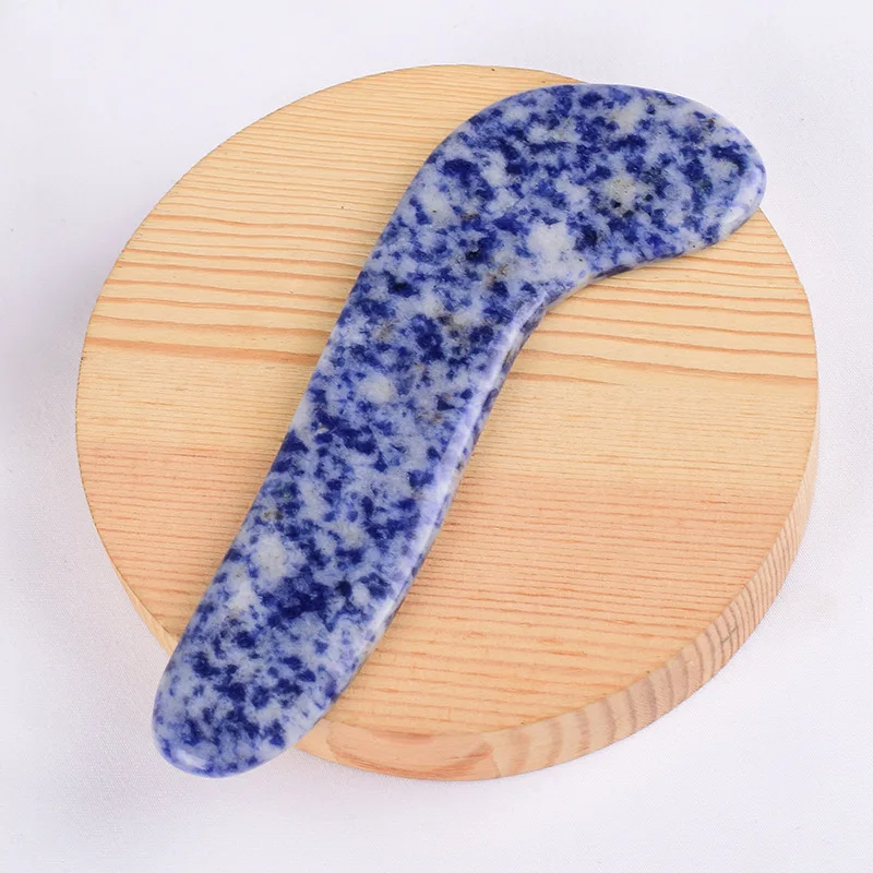 Prezzo diretto della fabbrica macchia blu jasper gua sha massaggiatore di giada naturale