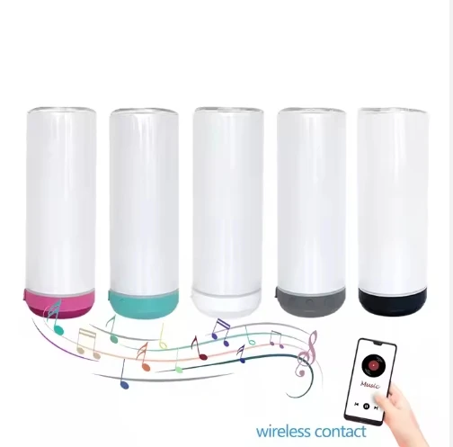Double lid multi-purpose stainless steel thermos cup music cup car 4-in-1 Bluetooth cup 20oz sublimation cold storage tank