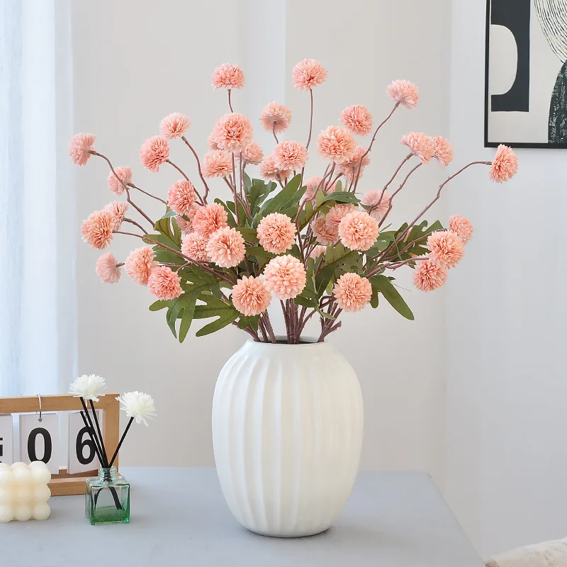 Hot Selling cheap artificial flower 5 Heads Artificial Ping Pong Chrysanthemum Artificial Dandelion Flower for Home Decoration