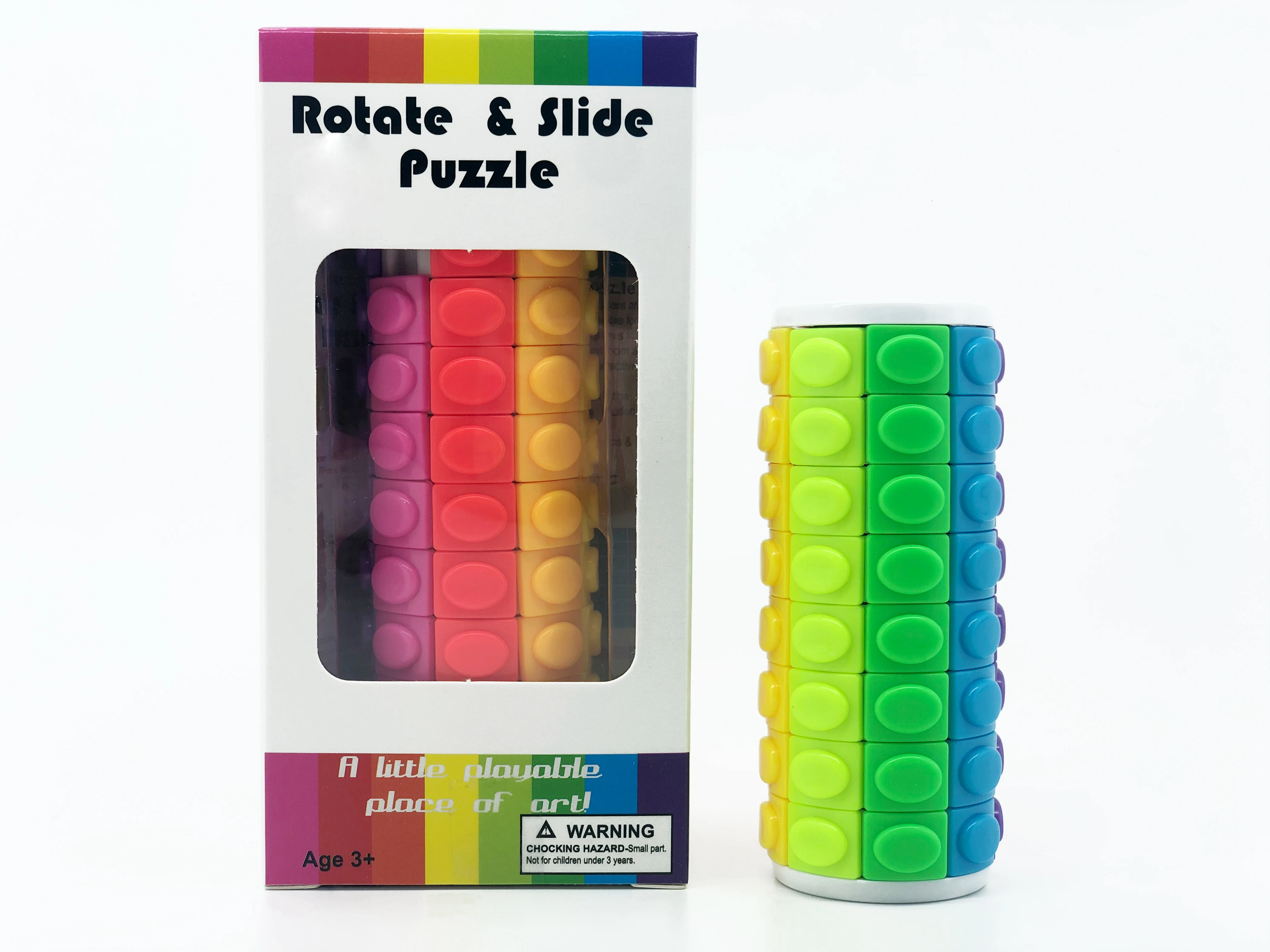 brain teaser game rainbow color 8 layers rotate sliding cube puzzle toy