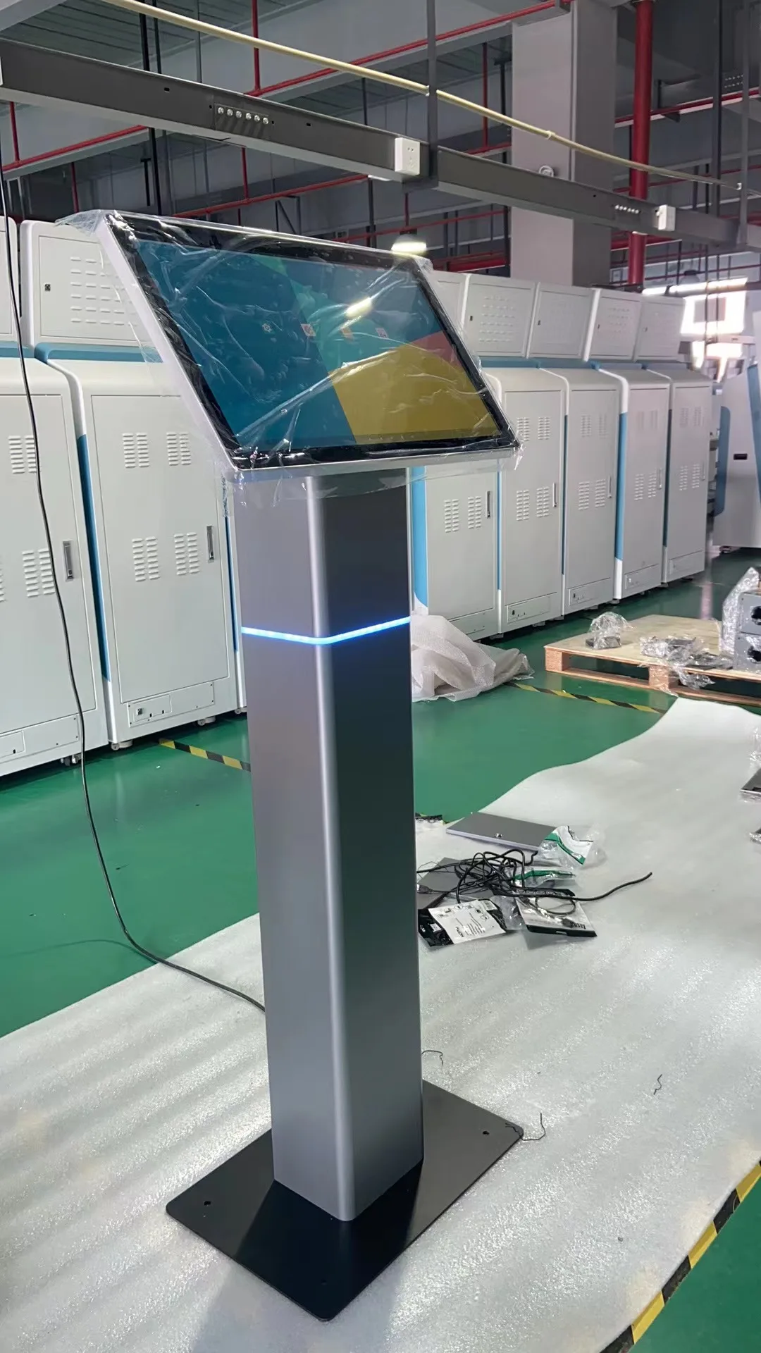 Beautiful horizontal screen qr barcode scanner led light display built-in receipt printer payment and queuing kiosk