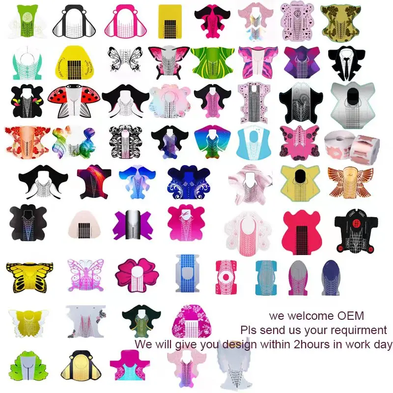 500pcs French Paper Builder Gel Nail Form Tips Acrylic UV Gel Extended Nail Form Nail Art Guide Mold Manicure DIY Tool