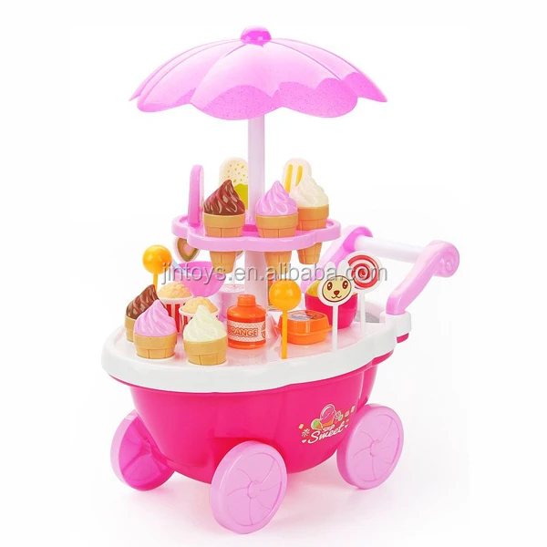 Kids pretend toys candy cart toy wholesale plastic mini sweet candy shop toy for girls gift