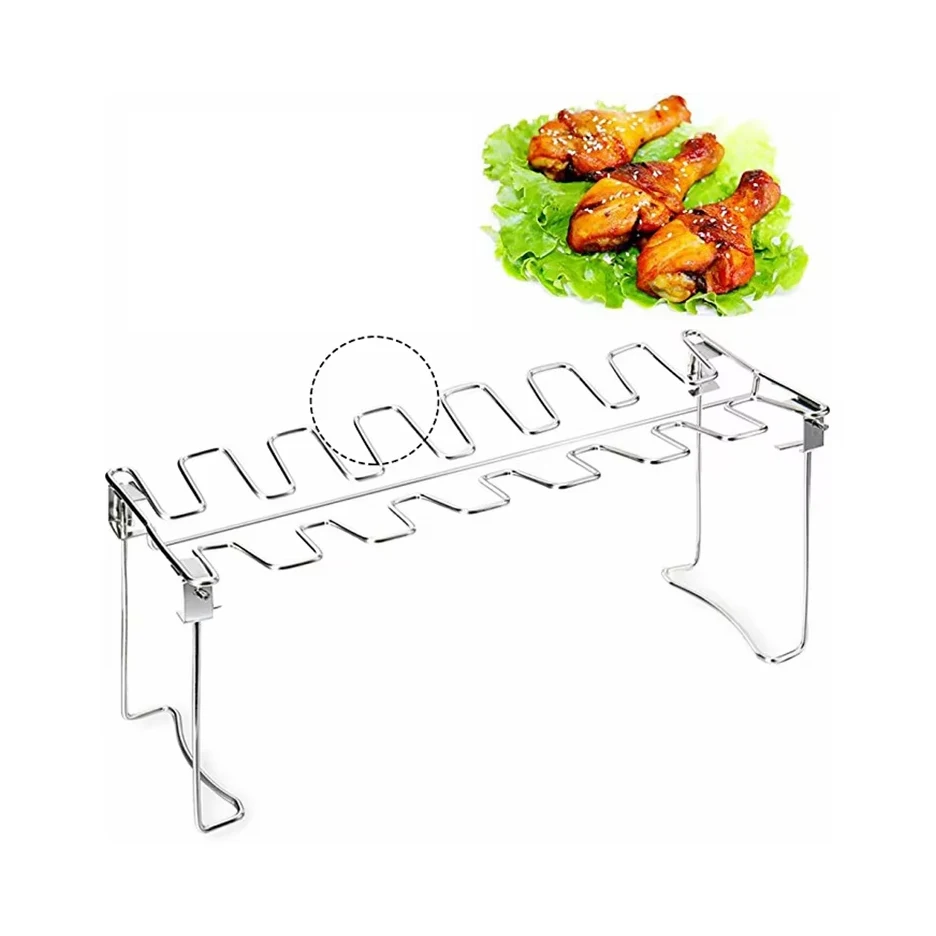 Collapsible Design Versatile Kitchen Cooking Tool Stainless Steel Vertical Roaster Stand For Chicken Drumsticks