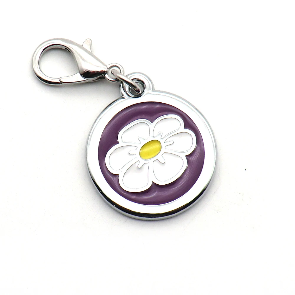 Bulk sale machine laser engraved 25mm round flower name tags for dog