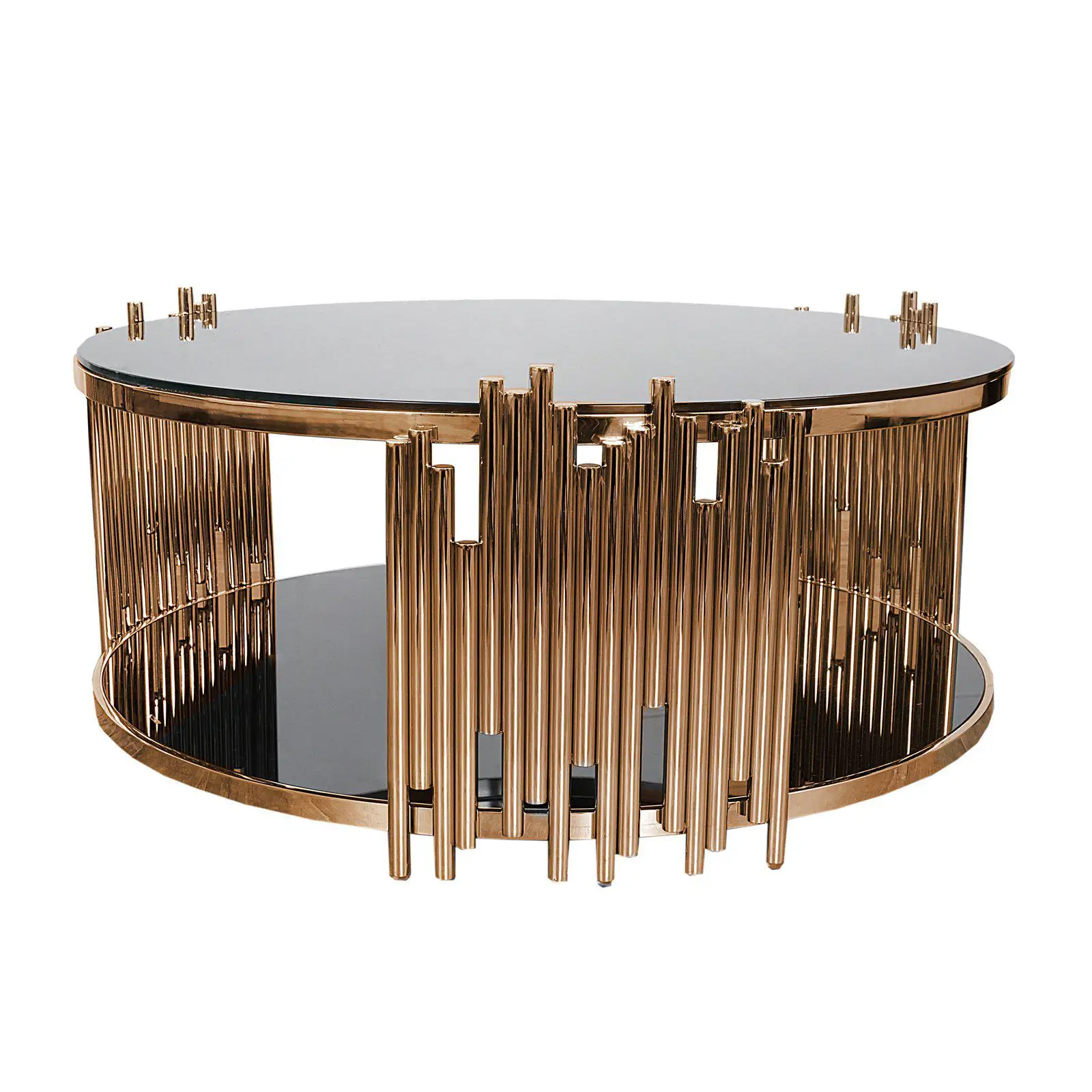 Hot Foshan Furniture Stainless Steel Table Basse Square Black Glass Coffee Table Modern Living Room Centre Tables in Gold Metal