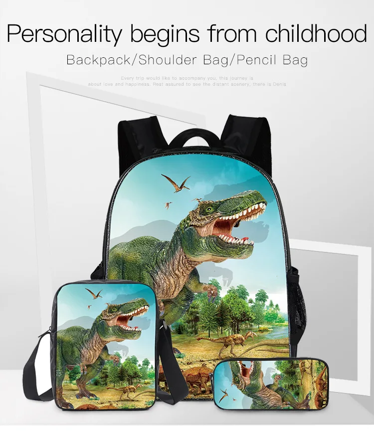 Wholesale/Customized Printing Kids Dinosaur Backpack Sets, Customized School Backpack,Dinosaurs Shoulder Bags