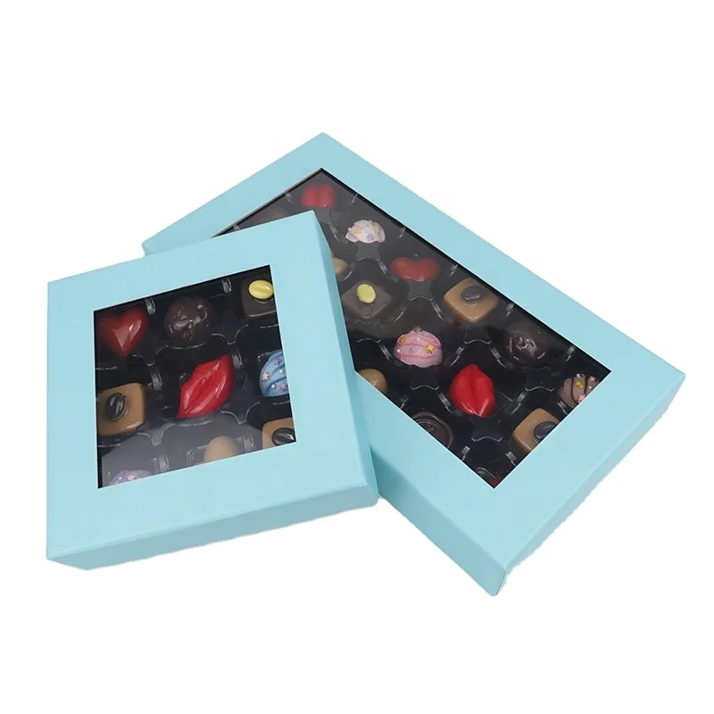 Luxury Custom Chocolate Truffle Rigid Gift Boxes With Clear Window Packaging