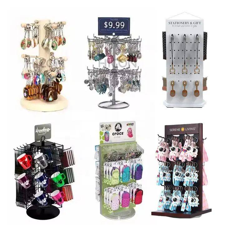 Key Stand Custom Products Display Unit Metal Wire Countertop Tabletop Key Chain Display Stand For Retail Stores