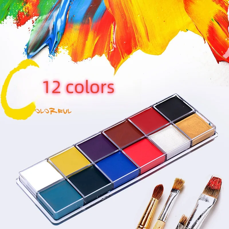 12 Colors Body Face Paint Water-soluble Halloween Play Christmas  Drama Oil Clown Fandango Cream Makeup Paint