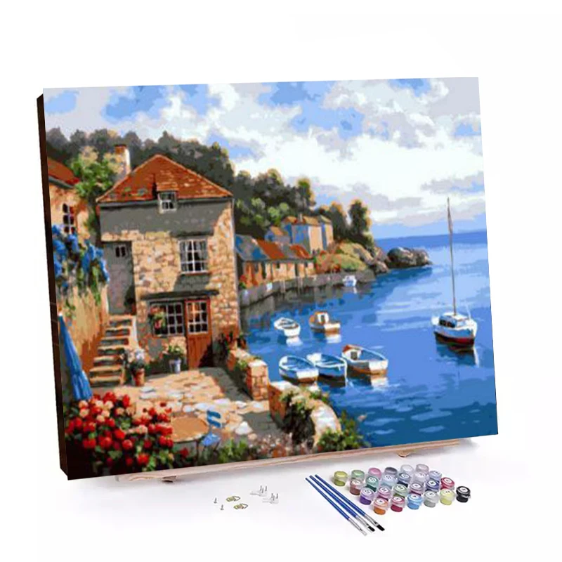 Huifeng Seaside Landscape Painting by Numbers Wall Hanging Decoration