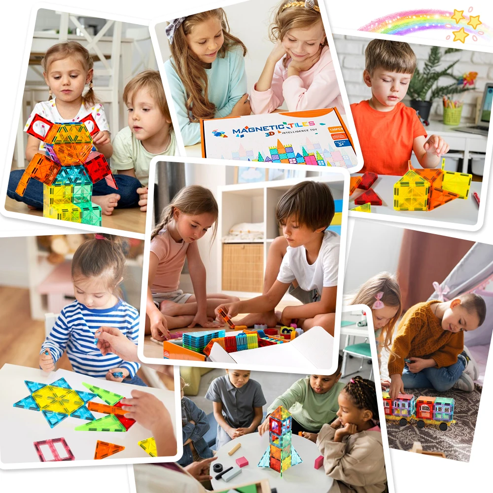 32 Piece Educational Kids Toy magnetic tiles Plastic Building Tiles Set with EN71 Certificate