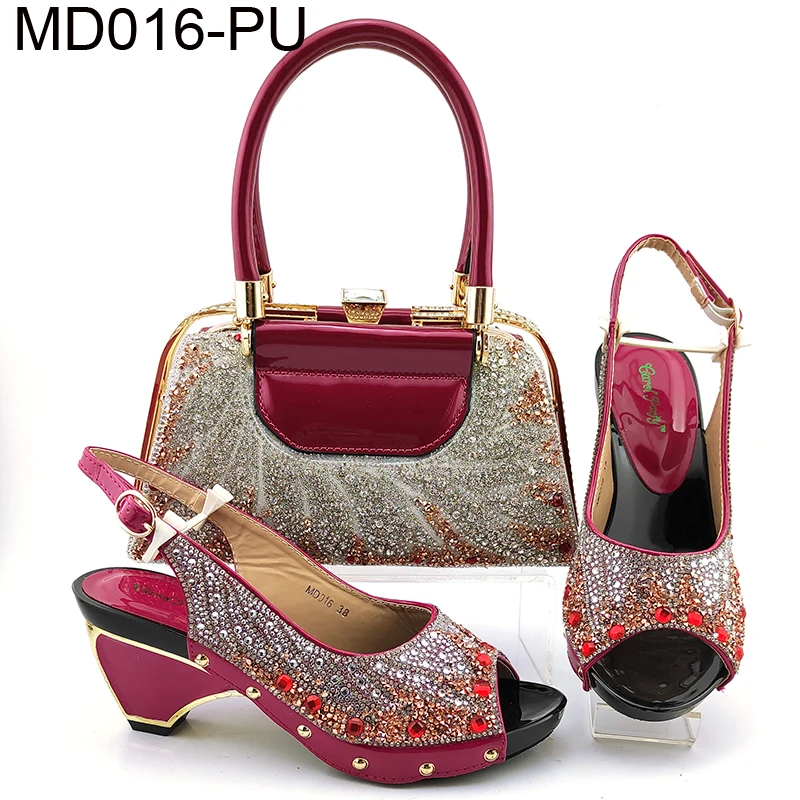 african matching shoes and bag set for nigeria bag and shoes set italian ladies elegant designs party  MD016