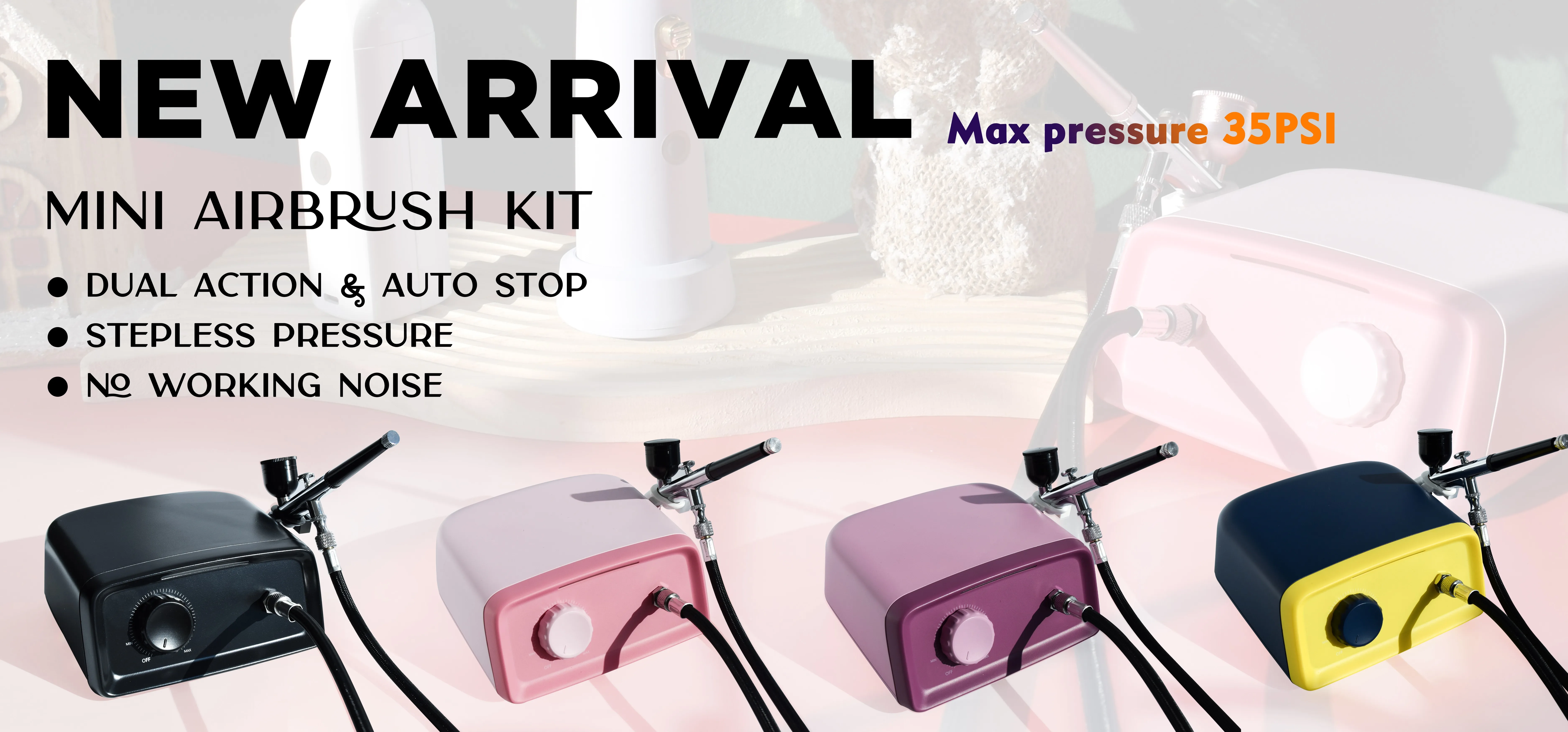 New upgraded 35PSI professional dual action gravity feed makeup cake airbrush decorating airbrush