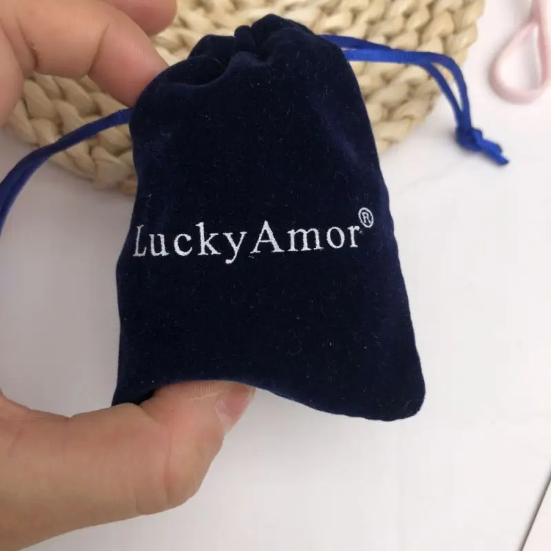 Custom private Logo Printed cotton linen Velvet Fabric Jewelry Pouches Small Drawstring Storage Packing Bag